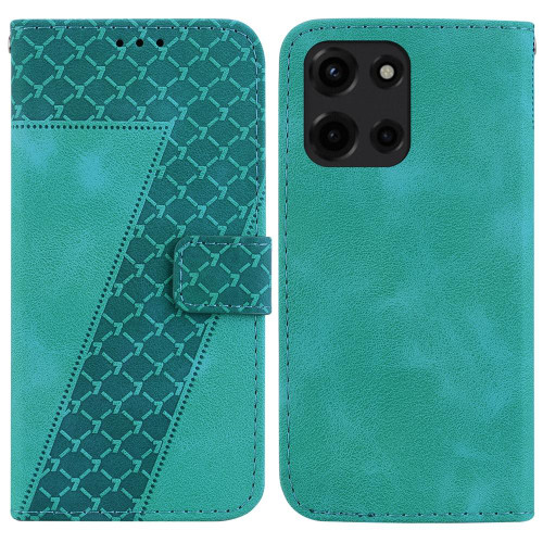 Moto G 2025 Seven-shaped Embossed Leather Phone Case - Green